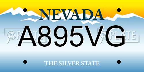 A895VG Nevada License Plate