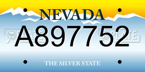 A897752 Nevada License Plate