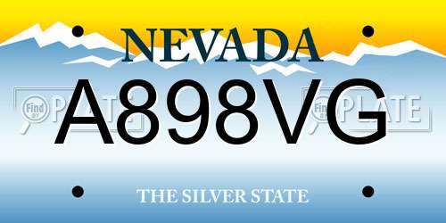 A898VG Nevada License Plate