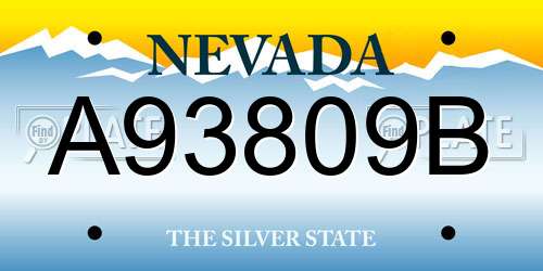 A93809B Nevada License Plate