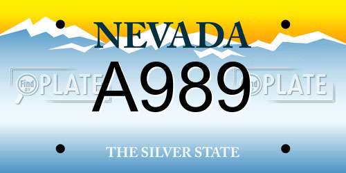 A989 Nevada License Plate