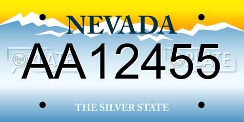 AA12455 Nevada License Plate