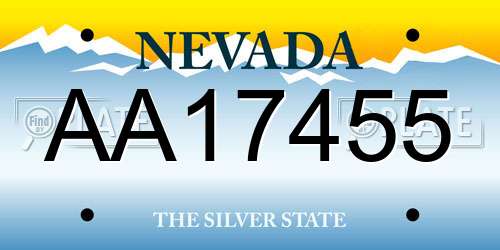 AA17455 Nevada License Plate
