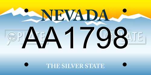 AA1798 Nevada License Plate