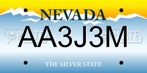AA3J3M Nevada License Plate