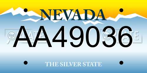 AA49036 Nevada License Plate