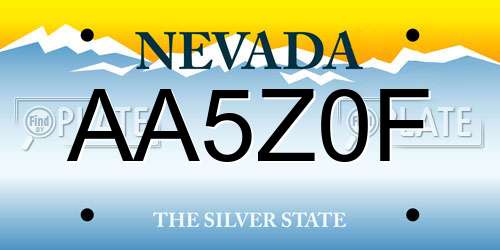 AA5Z0F Nevada License Plate