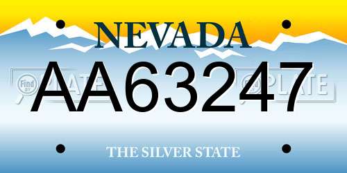 AA63247 Nevada License Plate