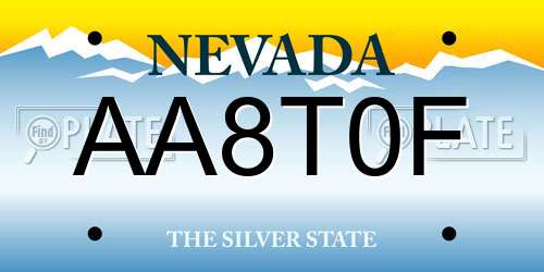 AA8T0F Nevada License Plate