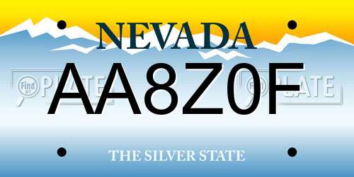 AA8Z0F Nevada License Plate