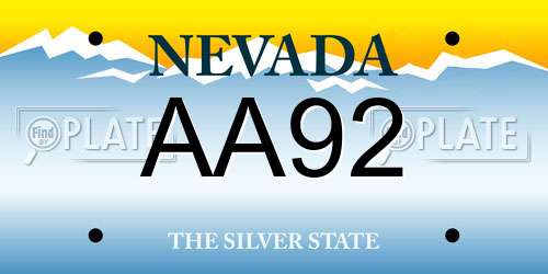 AA92 Nevada License Plate