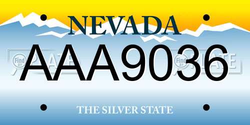 AAA9036 Nevada License Plate