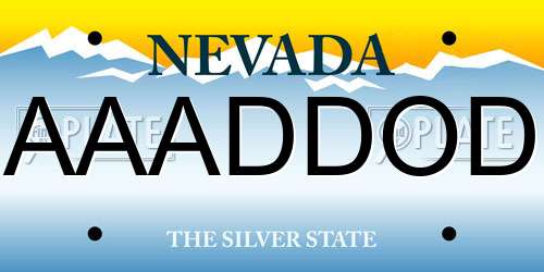 AAADDOD Nevada License Plate