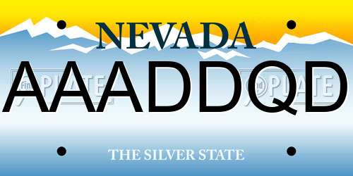 AAADDQD Nevada License Plate