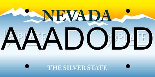 AAADODD Nevada License Plate