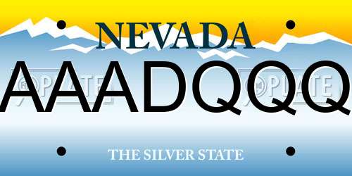 AAADQQQ Nevada License Plate