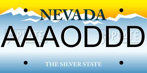 AAAODDD Nevada License Plate