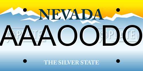 AAAOODO Nevada License Plate