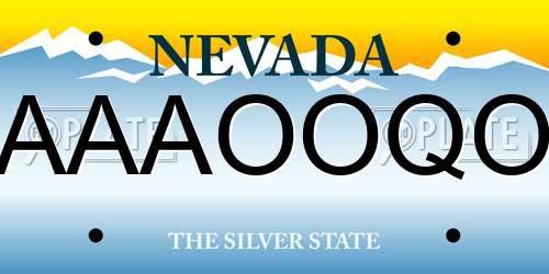 AAAOOQO Nevada License Plate