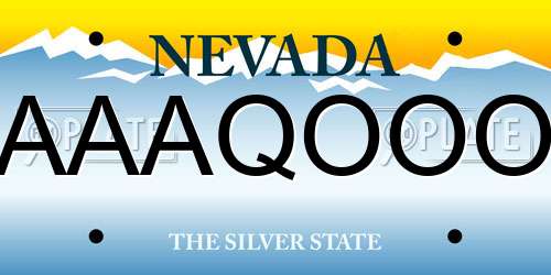 AAAQOOO Nevada License Plate