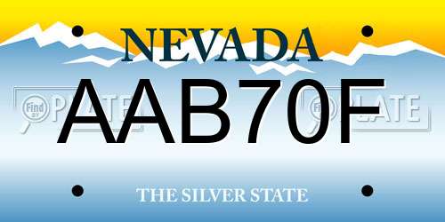 AAB70F Nevada License Plate