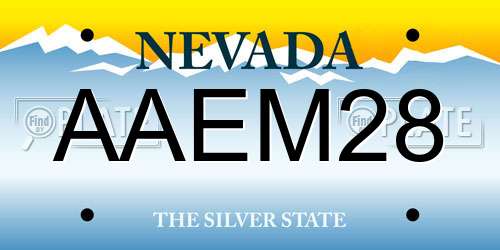 AAEM28 Nevada License Plate