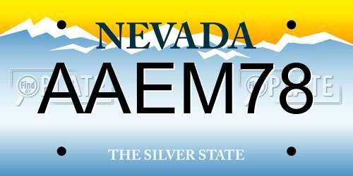 AAEM78 Nevada License Plate