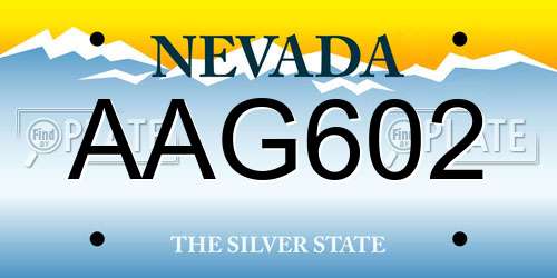 AAG602 Nevada License Plate