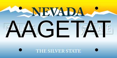 AAGETAT Nevada License Plate