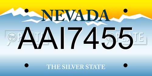 AAI7455 Nevada License Plate