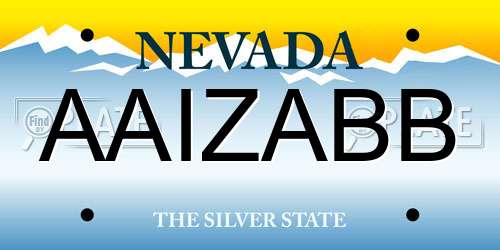 AAIZABB Nevada License Plate