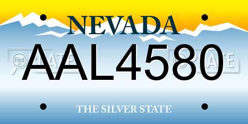 AAL4580 Nevada License Plate