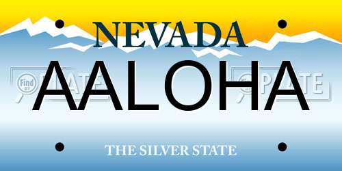 AALOHA Nevada License Plate