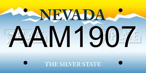AAM1907 Nevada License Plate