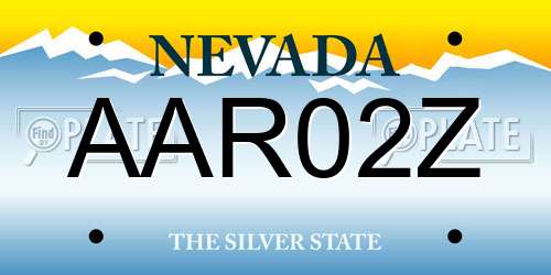AAR02Z Nevada License Plate