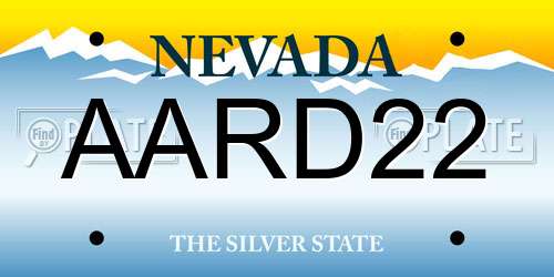 AARD22 Nevada License Plate