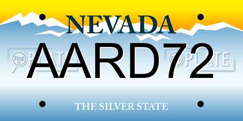 AARD72 Nevada License Plate
