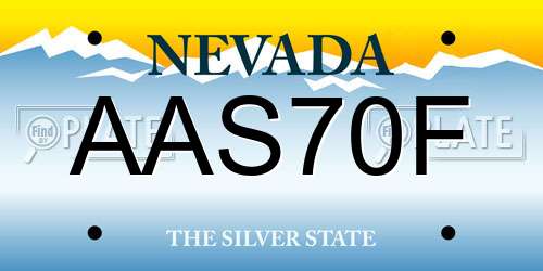 AAS70F Nevada License Plate