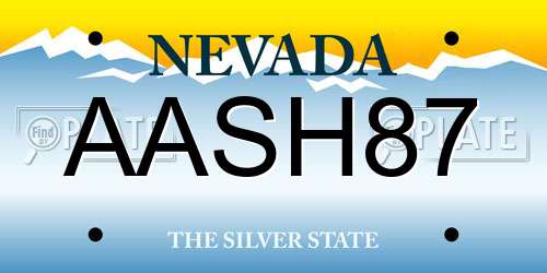 AASH87 Nevada License Plate