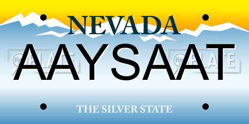 AAYSAAT Nevada License Plate