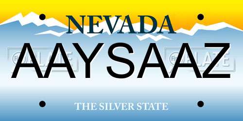 AAYSAAZ Nevada License Plate