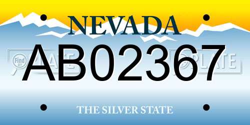 AB02367 Nevada License Plate
