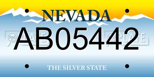 AB05442 Nevada License Plate