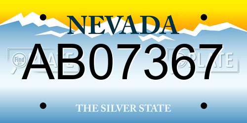 AB07367 Nevada License Plate