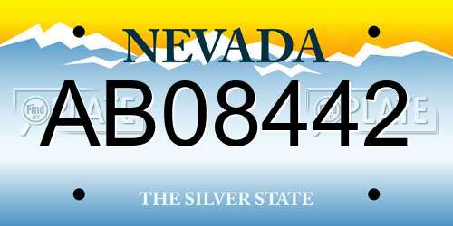 AB08442 Nevada License Plate
