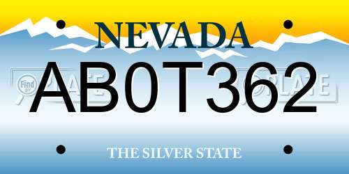AB0T362 Nevada License Plate