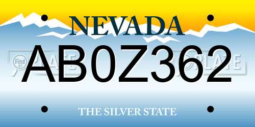 AB0Z362 Nevada License Plate