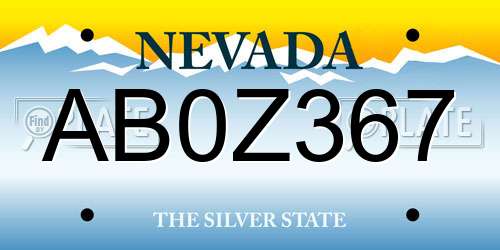 AB0Z367 Nevada License Plate