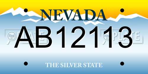 AB12113 Nevada License Plate