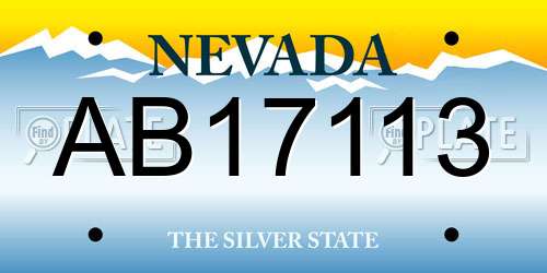 AB17113 Nevada License Plate